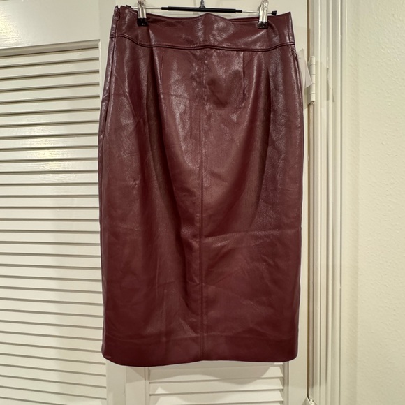 Babaton Deep Brown Leather Pencil Skirt - Picture 2 of 4